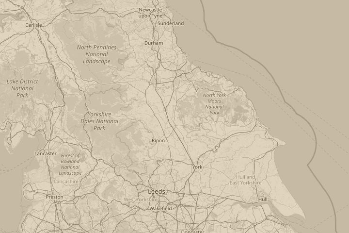 Map of the area around on A19 near Borrowby, with the reported position circled