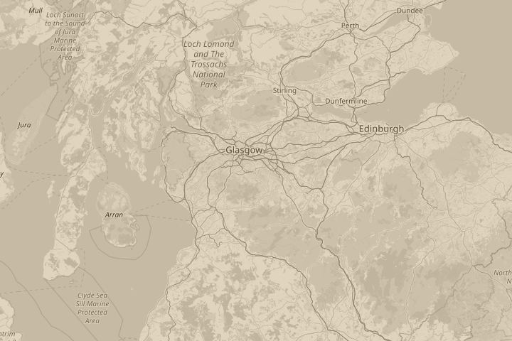 Map of the area around east kilbride glasgow scotland, with the reported position circled