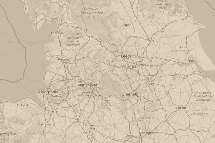 Map of the area around west yorkshire, with the reported position circled