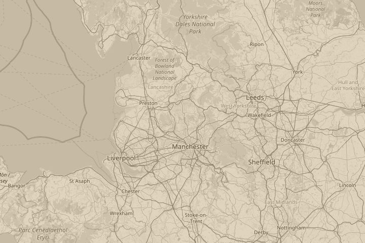 Map of the area around over Ramsbottom, with the reported position circled