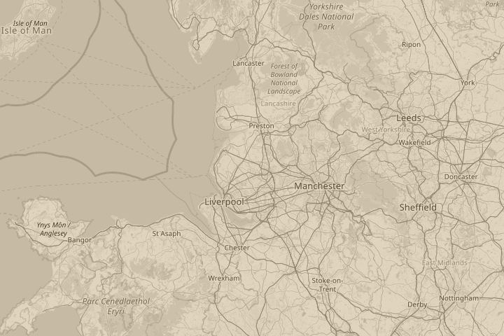 Map of the area around flying throught the night, with the reported position circled