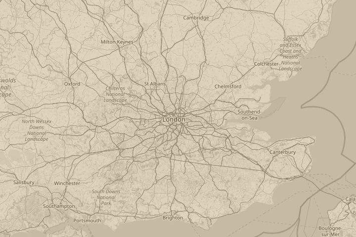 Map of the area around Central London, with the reported position circled