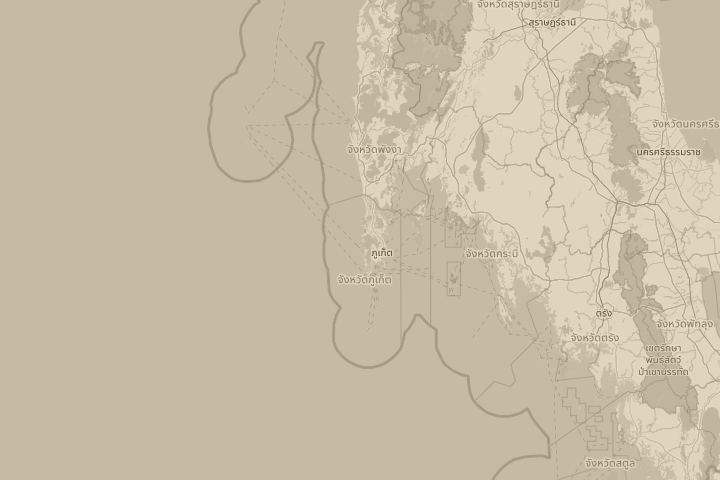 Map of the area around Kamala - Phuket - Thailand, with the reported position circled