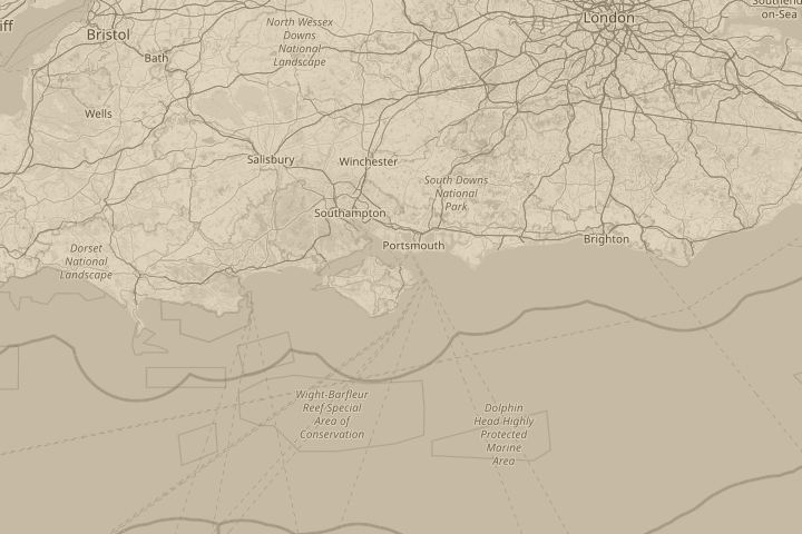 Map of the area around Ryde, with the reported position circled