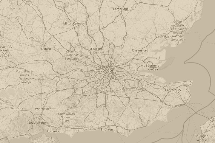 Map of the area around Central London, with the reported position circled