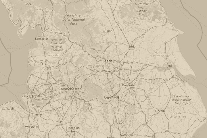 Map of the area around Batley, with the reported position circled