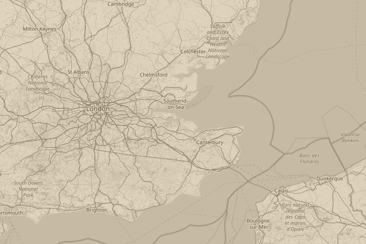 Map of the area around Halfway, Sheppey, Kent, with the reported position circled
