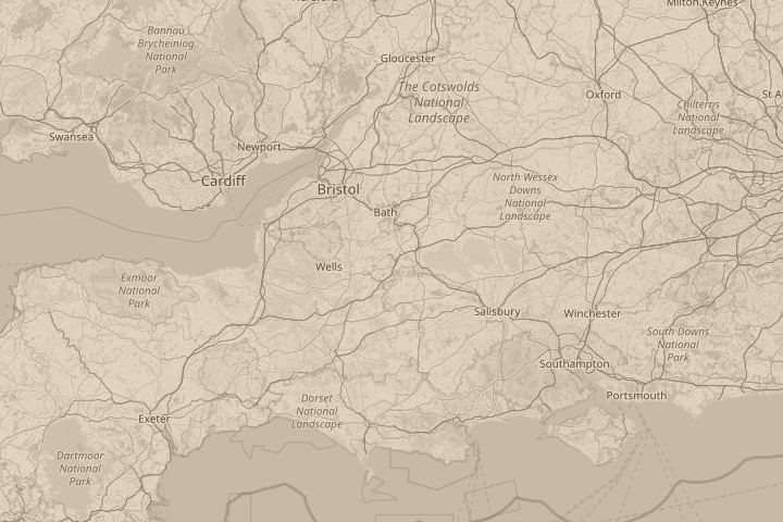 Map of the area around Frome, Somerset, with the reported position circled