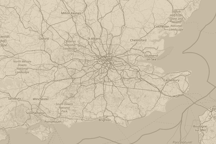 Map of the area around croydon,surrey,england, with the reported position circled