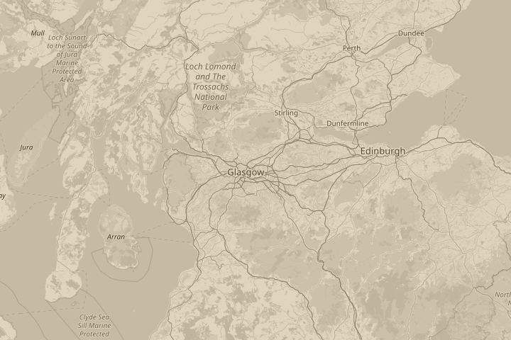 Map of the area around in the sky, with the reported position circled