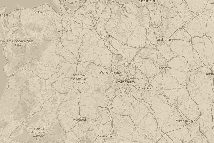 Map of the area around Perton, Wolverhampton, with the reported position circled