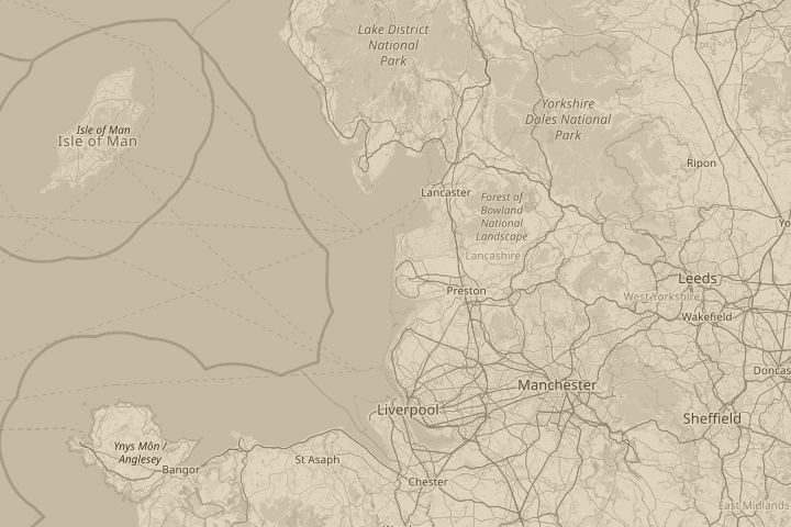 Map of the area around blackpool,uk, with the reported position circled