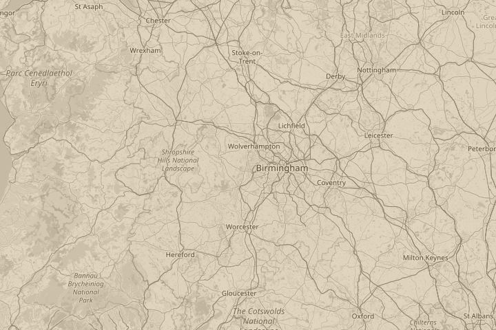 Map of the area around Kingswinford, with the reported position circled