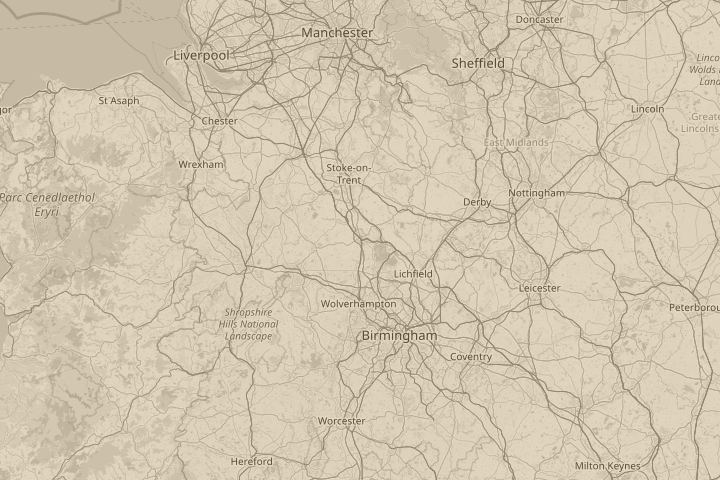 Map of the area around In the sky, with the reported position circled