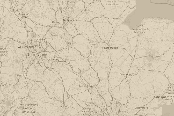 Map of the area around between Rushton and Glendon, with the reported position circled