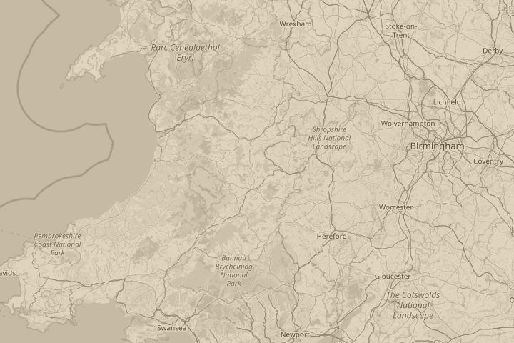 Map of the area around in the sky, with the reported position circled