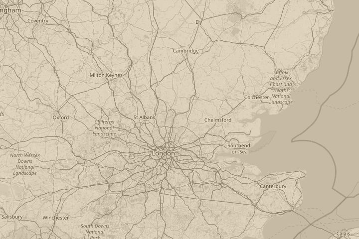 Map of the area around nazeing common essex, with the reported position circled