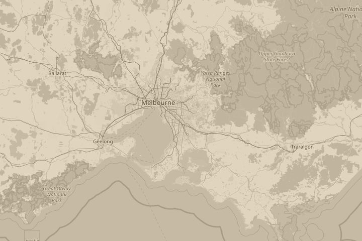 Map of the area around Dandenong, with the reported position circled