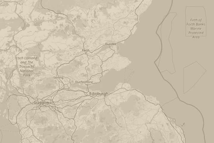Map of the area around fife, with the reported position circled