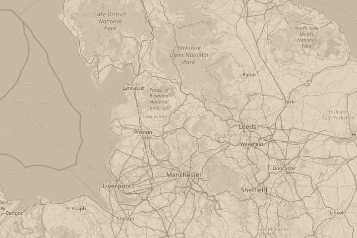 Map of the area around Near Pendle Hill, with the reported position circled