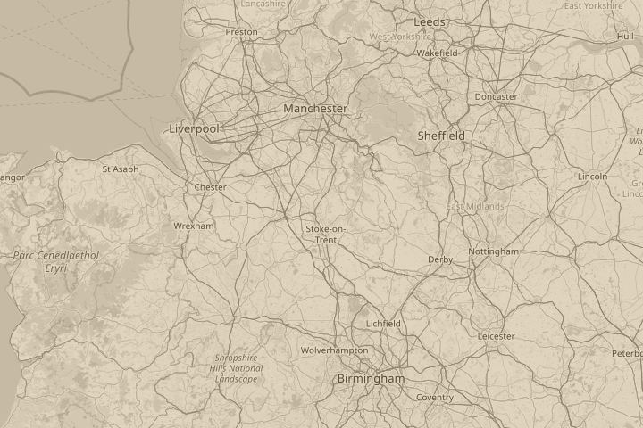 Map of the area around Packmoor, Stoke on Trent, UK, with the reported position circled