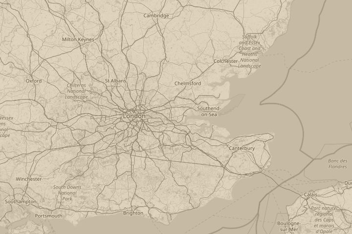 Map of the area around RM16 Grays, Essex., with the reported position circled