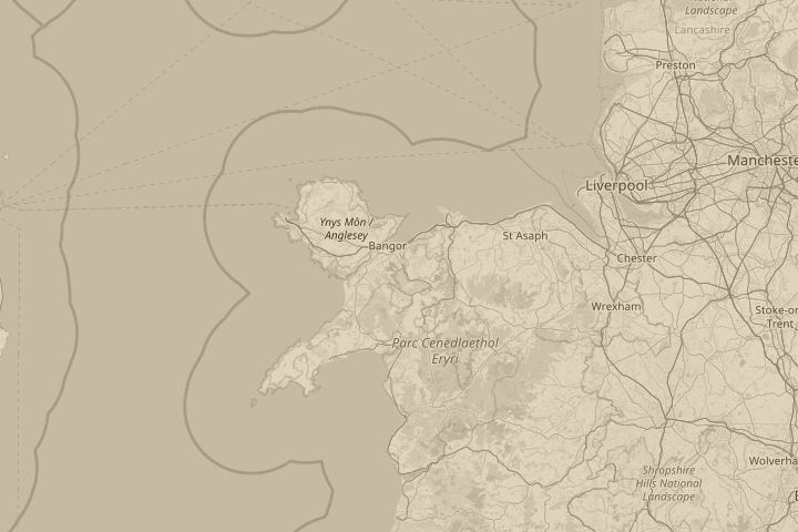Map of the area around above penrhyn quarry bethesda, with the reported position circled