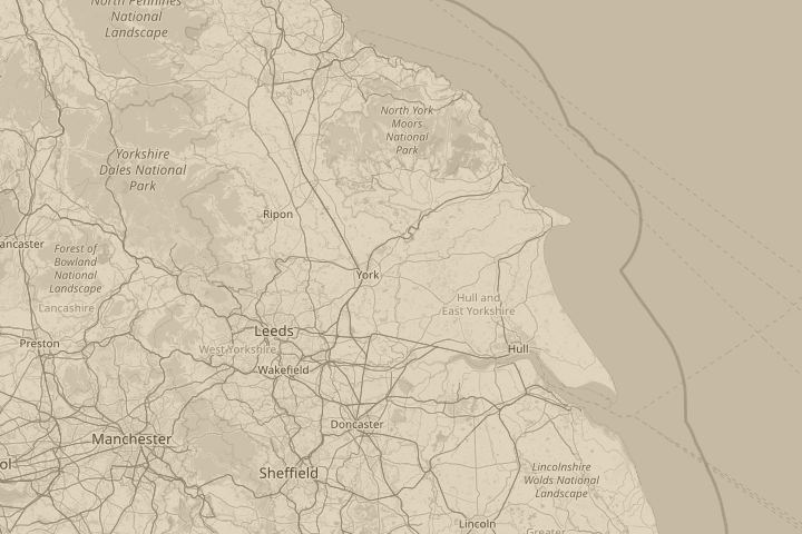 Map of the area around Stamford Bridge, with the reported position circled
