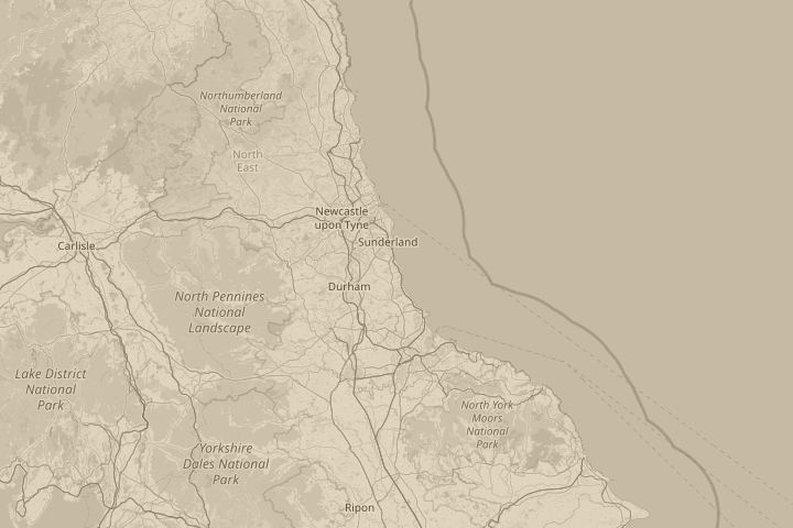 Map of the area around Seaham, UK, with the reported position circled