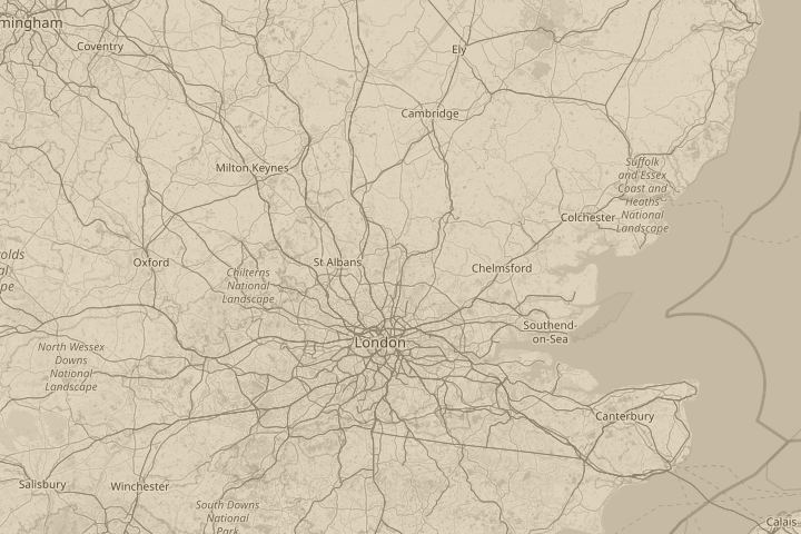 Map of the area around Broxbourne, Wormley. Herts, with the reported position circled