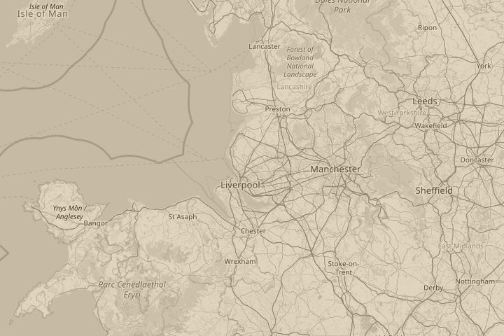 Map of the area around kirkby, merseyside, with the reported position circled