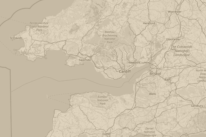 Map of the area around Cefn Glas, Bridgend, UK, with the reported position circled