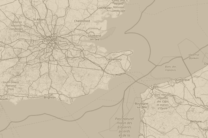 Map of the area around pluckley village kent, with the reported position circled