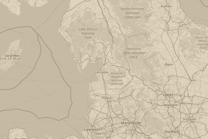 Map of the area around Halton, Lancashire, with the reported position circled