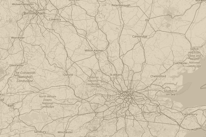 Map of the area around studham,herts, with the reported position circled