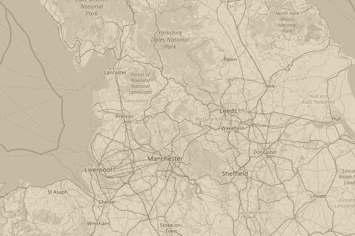 Map of the area around In Yorkshire, with the reported position circled