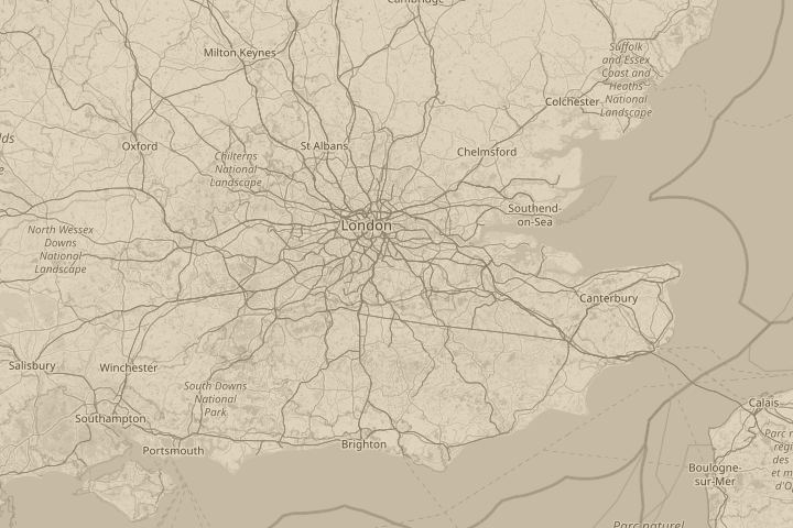 Map of the area around Bromley, London, England, with the reported position circled