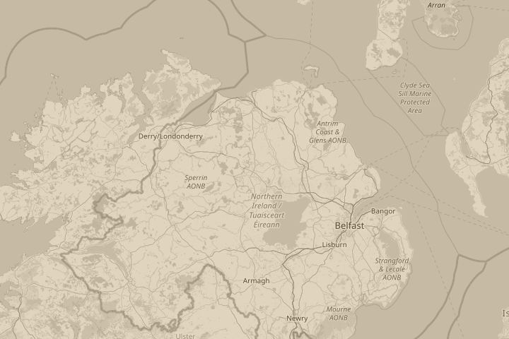 Map of the area around in the sky, with the reported position circled
