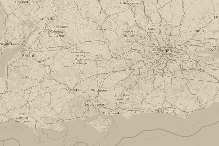 Map of the area around basingstoke, hampshire, UK, with the reported position circled
