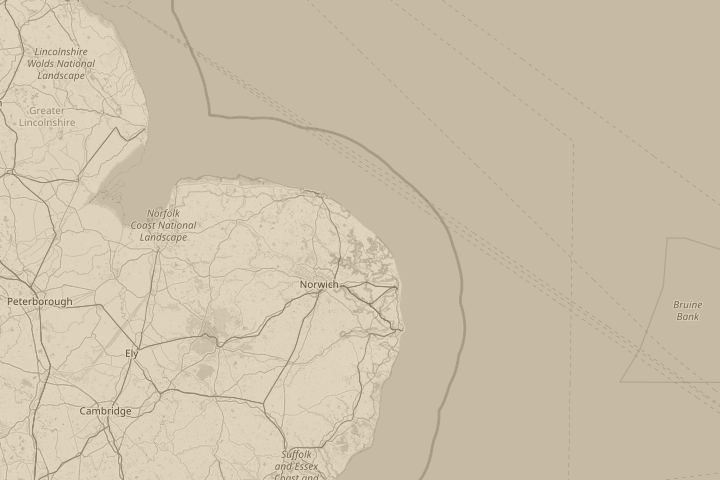 Map of the area around Stalham, with the reported position circled