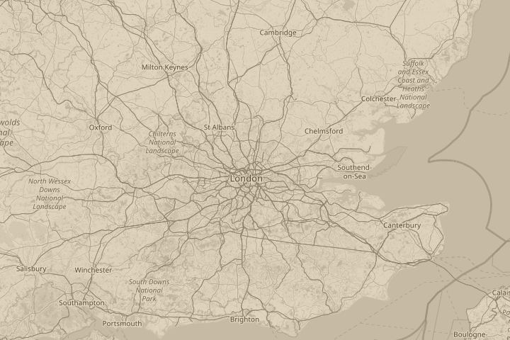 Map of the area around over Hackney.London21:50, with the reported position circled