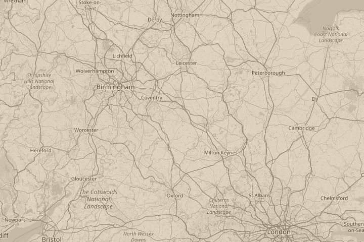 Map of the area around daventry Northants England, with the reported position circled