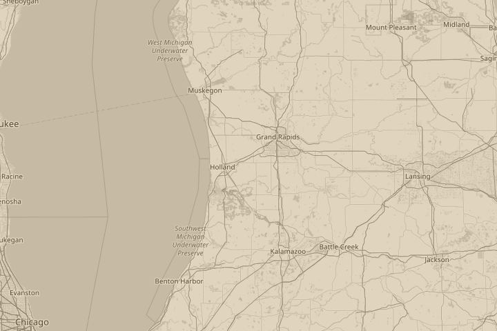 Map of the area around south of Hudsonville, MI., with the reported position circled