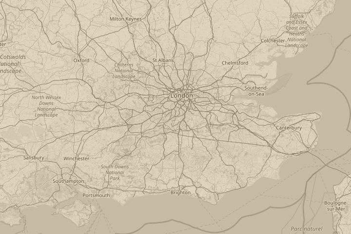 Map of the area around In the sky, in Surrey, with the reported position circled