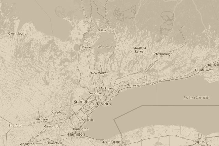 Map of the area around Whitby,ON,Canada, with the reported position circled