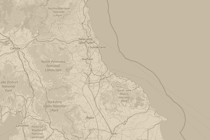 Map of the area around hartlepool, with the reported position circled