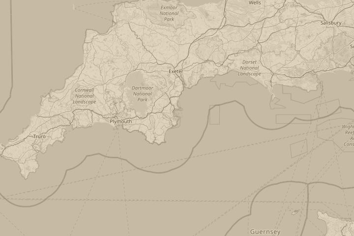 Map of the area around brixham, devon, with the reported position circled