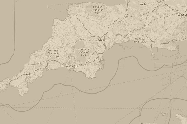 Map of the area around totnes, with the reported position circled