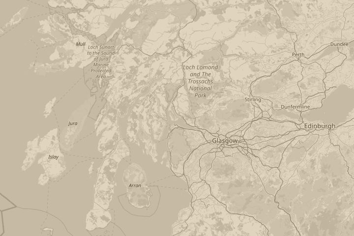 Map of the area around rosneath peninsula, with the reported position circled