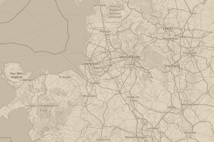 Map of the area around Runcorn,Cheshire,England, with the reported position circled